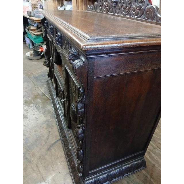 Mid-19th Century Victorian Gothic Revival Carved Oak Sideboard For Sale - Image 10 of 15