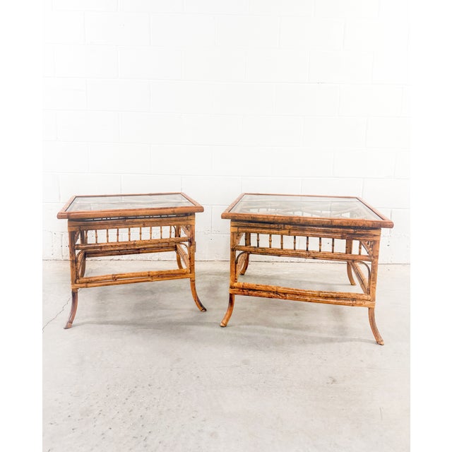English Mid 20th Century Brighton Pavilion Style Bamboo Side Table Mersman Style Tables 2 For Sale - Image 3 of 9