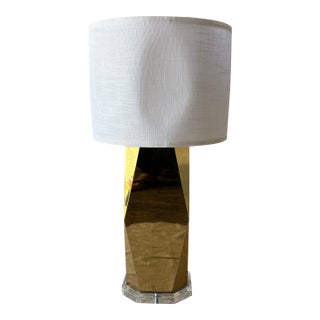 Vintage Faceted Brass Table Lamp With Lucite Base – Newly Rewired For Sale