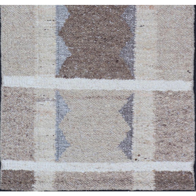 Geometric Modern Scandinavian Flat-Weave Design Rug in Tan, Taupe, and Cream. Keivan Woven Arts / rug...