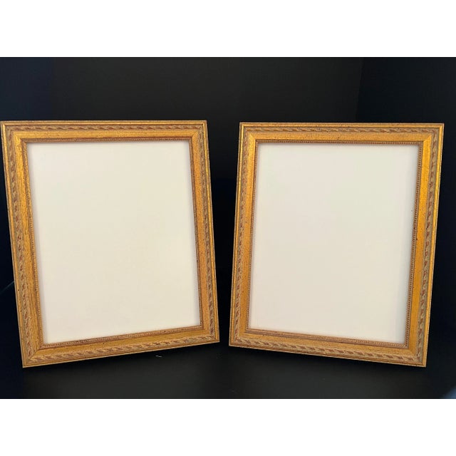 Pair Vintage Italian Red Bole Gold Gilt Wood,Easel Back Picture Frames Under Glass For Sale - Image 12 of 15