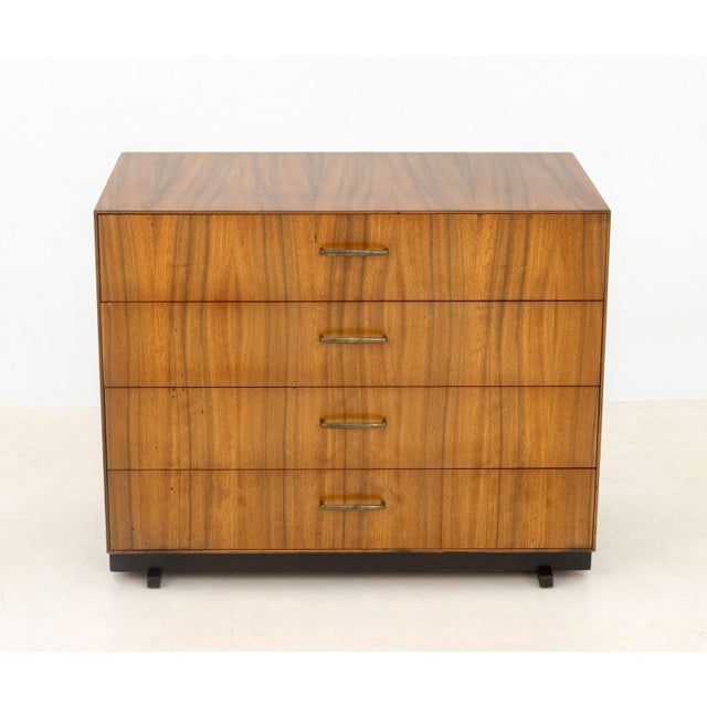 Paul McCobb for Directional Walnut Chest of Drawers, the four drawers with brass pulls, "Directional" plaque to interior...