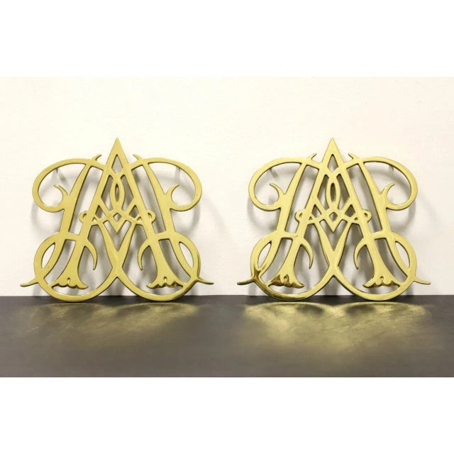 Brass Virginia Metalcrafters Brass Williamsburg Queen Anne Cypher Trivets - Pair For Sale - Image 8 of 8