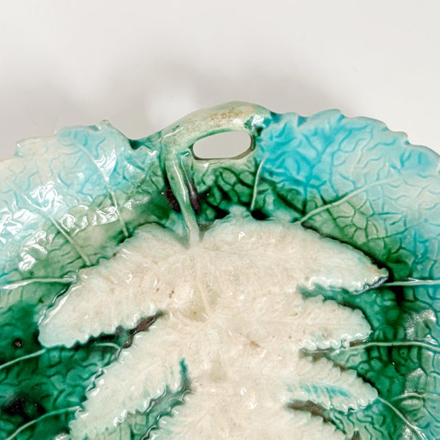 Late 19th Century 19th Century Majolica Fern Leaf Dish For Sale - Image 5 of 11