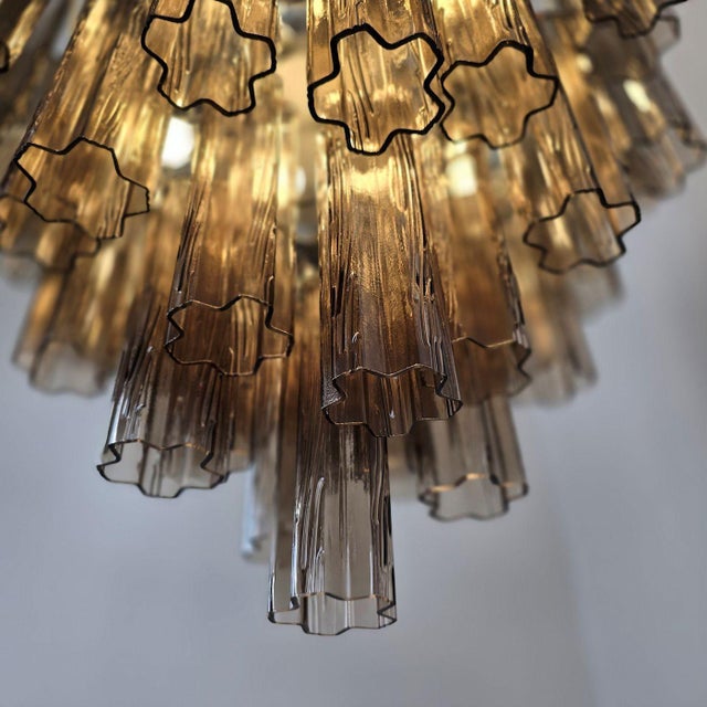 1990s 1990s Large Brown Tronchi Murano Glass, Mid Century Chandelier For Sale - Image 5 of 15