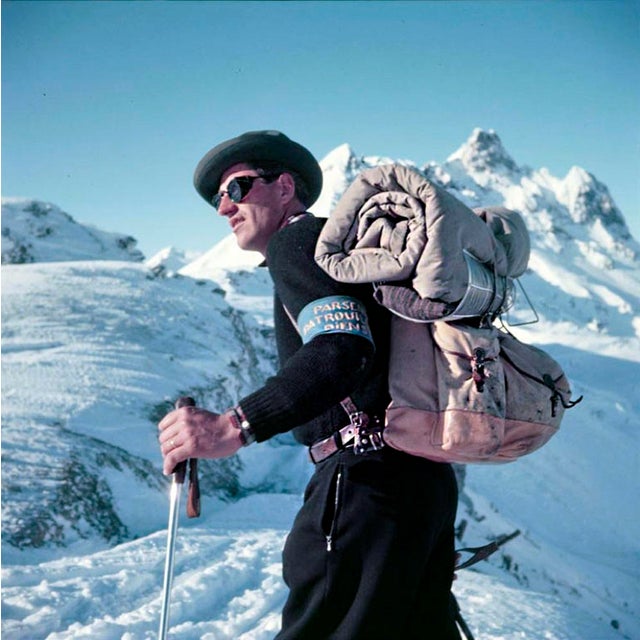 Mountain Top by Toni Frissell A member of the Klosters ski patrol, Switzerland, 1951. (Photo by Toni Frissell) 12x12"...