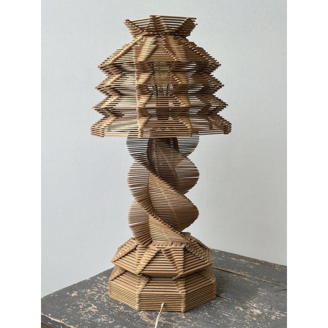 Vintage Folk Art Popsicle Stick Table Lamp, Circa 1970s For Sale - Image 16 of 18