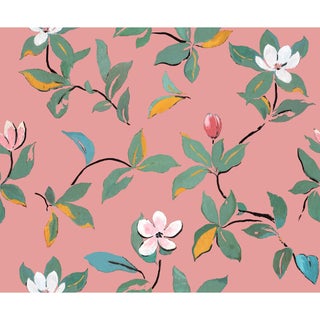 Sample - Magnolias Wallpaper by Paule Marrot in Pink For Sale