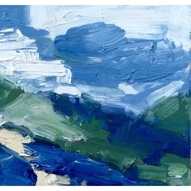 Blue Modern Abstract Vineyard (6″×6″, Original Oil on Masonite) For Sale - Image 8 of 10