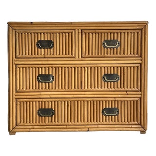 Vintage Boho Pretzel Rattan Chest of Drawers For Sale