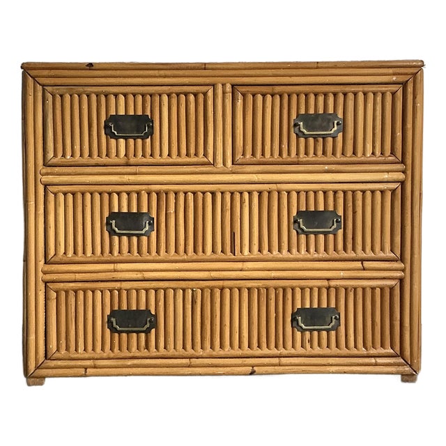 Vintage Boho Pretzel Rattan Chest of Drawers For Sale
