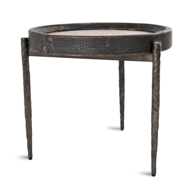 Alpine Marble & Elm Side Table For Sale In Los Angeles - Image 6 of 10