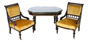 Salon Table & Armchairs from H. Makart, Set of 3