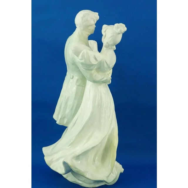 Ceramic Large Art Nouveau Sculpture Depicting a Dancing Couple by E. Tell for Goldscheider, Austria, Early 1900s For Sale - Image 7 of 18