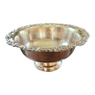 Vintage Gorham Newport Silverplate Punch Bowl, 18” Diameter Footed Centerpiece With Grape & Shell Rim For Sale