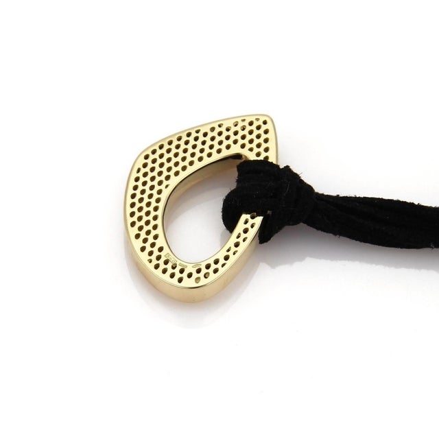Mid 20th Century Mid 20th Century Open 18k Yellow Gold Pendant & Suede Cord Necklace For Sale - Image 5 of 6