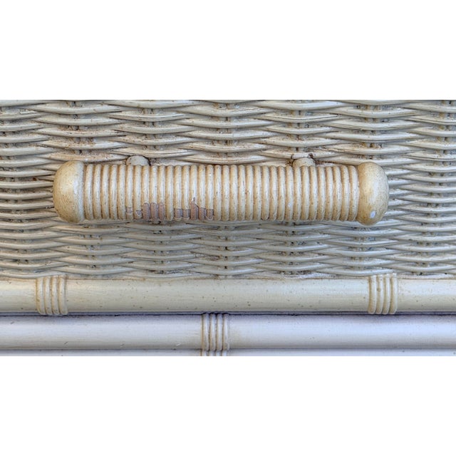 Pair of Faux Bamboo Woven Rattan Nightstands For Sale - Image 9 of 12