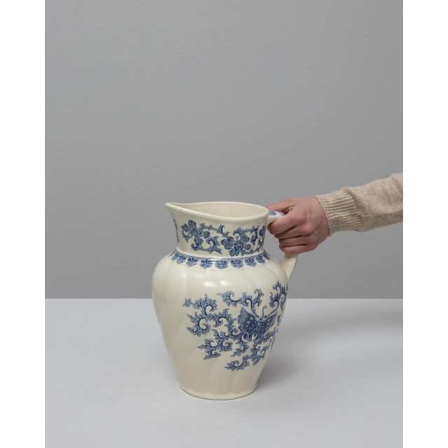 Chinoiserie 20th Century Belgian Blue Chinoiserie Ceramic Pitcher For Sale - Image 3 of 18