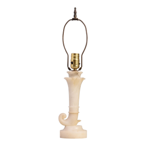 Antique Italian Carved Alabaster Cornucopia Horn of Plenty Table Lamp