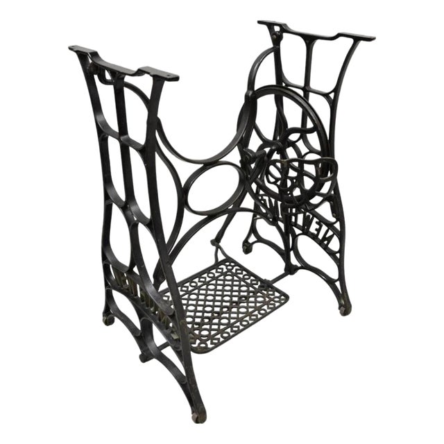 Antique Black Cast Iron Treadle Sewing Machine Table Base by New Home For Sale
