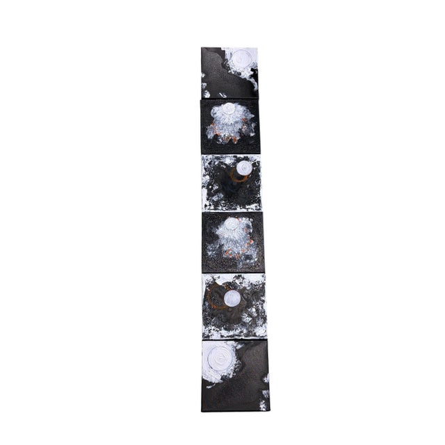 SeT of Four Black & White Acrylic and Ink Paintings on Canvas Titled La Luna For Sale - Image 4 of 10