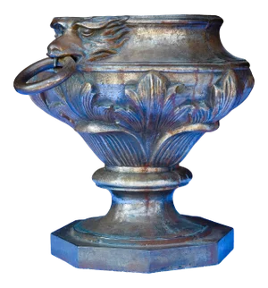 19th Century French Iron Urn With Lion Motif