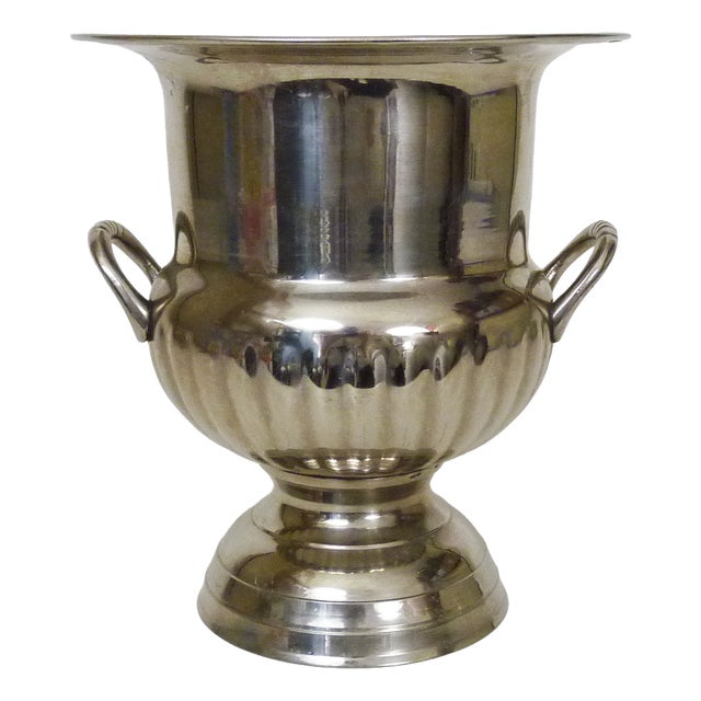Vintage Medici-Shaped Champagne Bucket in Silver-Plated Metal, 1980s For Sale