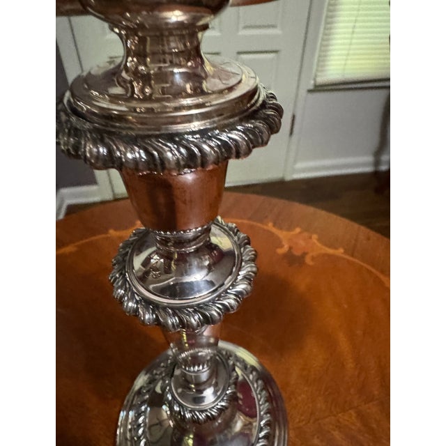 Mid-Century Modern Mid 20th Century Silver Plate Three Nozzle Candelabra. For Sale - Image 3 of 11