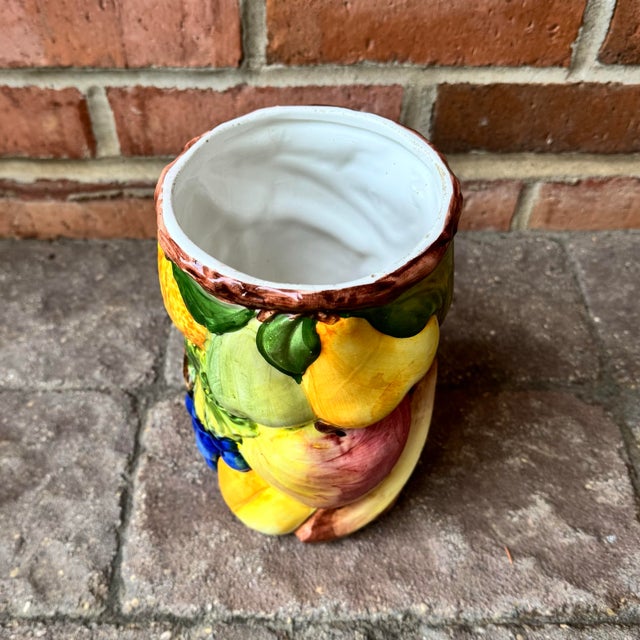 Ceramic Vintage Italian Majolica Vase / Kitchen Utensil Container — 8” For Sale - Image 7 of 10