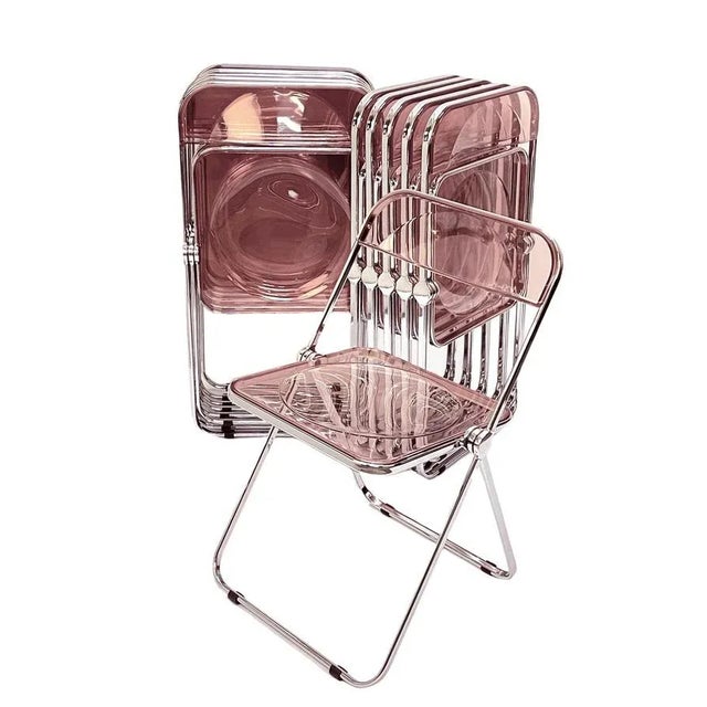 Italian Pink Acrylic Glass Folding Chairs by Giancarlo Piretti for Castelli / Anonima Castelli, Set of 12 For Sale - Image 9 of 18