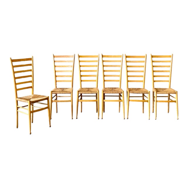 Gio Ponti for Otto Gerdau Italian Ladder Back Chairs - Set of 4 For Sale