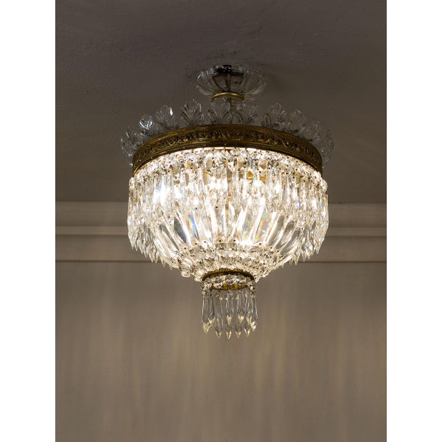 Vintage Empire Style Bohemian Crystal Ceiling Light, 1940s For Sale - Image 10 of 12