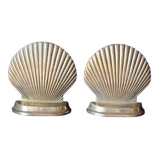 Vintage Brass Clam Shell Seashell Bookends Set of 2 For Sale