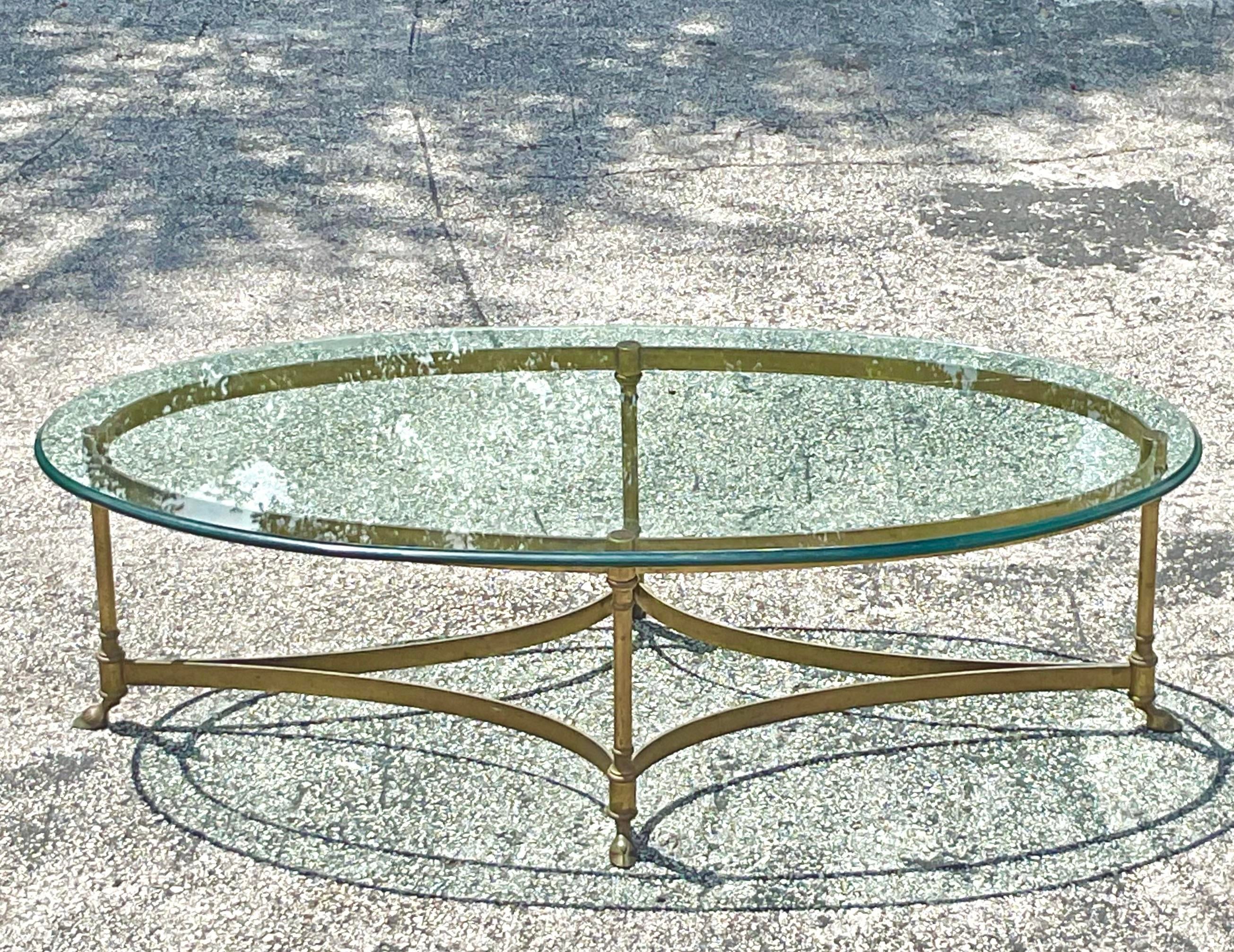Vintage Regency Oval Brass Claw Foot Coffee Table | Chairish