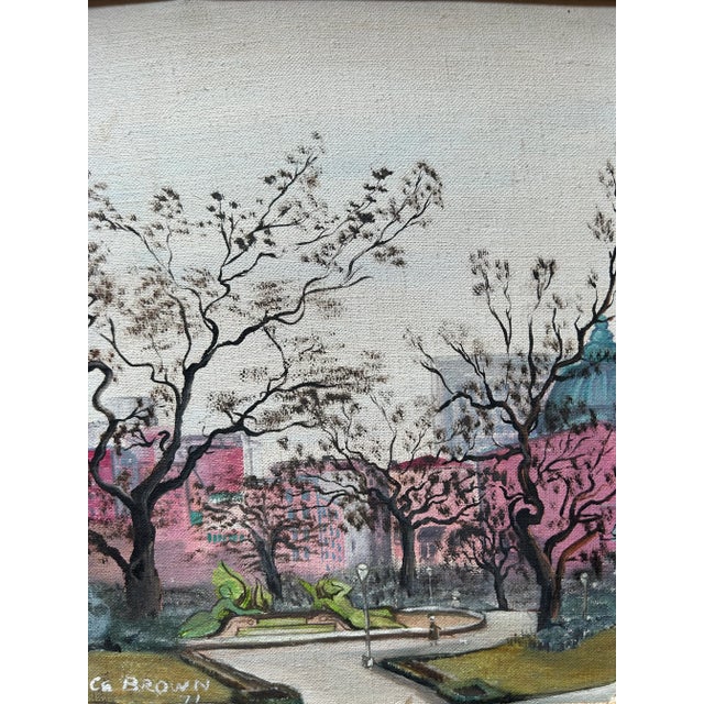 1970s Vintage 1970’s Philadelphia Cityscape Oil Painting on Canvas For Sale - Image 5 of 6