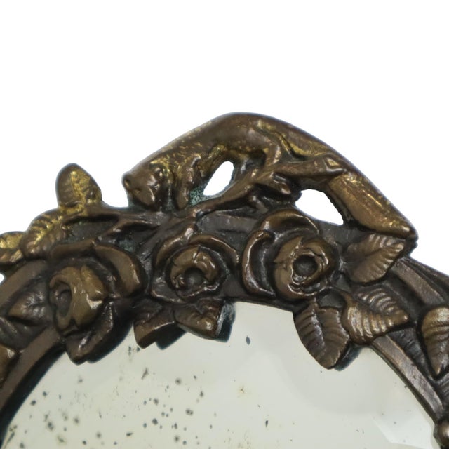 Vintage Art Nouveau Tabletop Vanity Mirror in Gilt Bronze, 1920s For Sale - Image 9 of 11