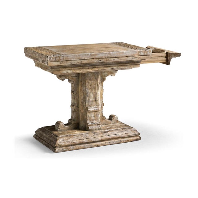 Rustic Farmhouse Trestle Wood Side Table For Sale In Greensboro - Image 6 of 12