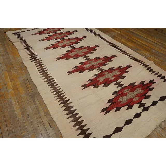 1930s Rustic Beige Field Geometric Antique American Navajo Flatweave Wool Rug For Sale - Image 4 of 10