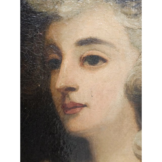 18th/19th Century Portrait Oil on Canvas Painting of a Woman in Gilt Gold Frame For Sale - Image 9 of 17