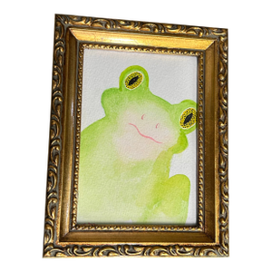 Contemporary Original Folk Art Frog Watercolor Painting