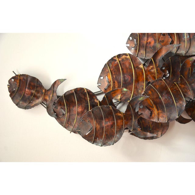 Brutalist Torched Metal School of Fish Wall Sculpture For Sale - Image 4 of 7