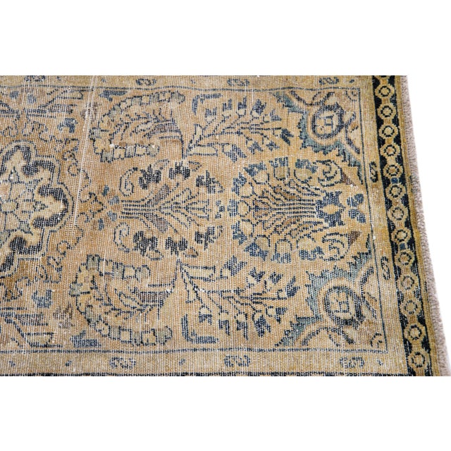 1960s Vintage Persian Distressed Handmade Medallion Beige Wool Rug For Sale In New York - Image 6 of 7