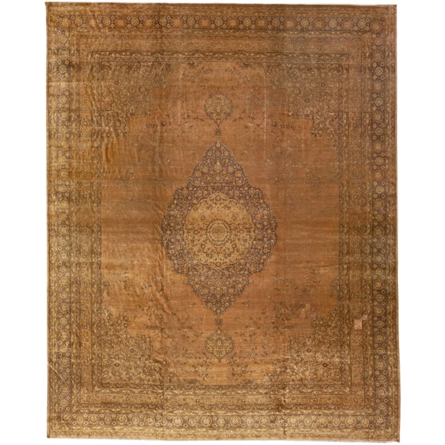 Brown 1900s Antique Sivas Handmade Medallion Designed Brown Wool Rug For Sale - Image 8 of 8