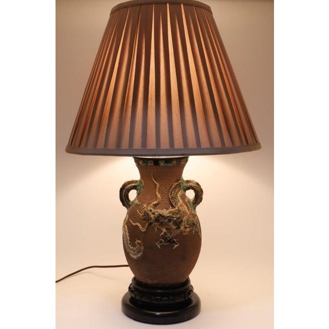 Coffee Antique Meiji Period Japanese Sumida Gawa Moriage Dragon Vase Lamp For Sale - Image 8 of 18