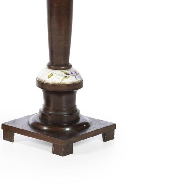 20th Century Walnut and Porcelain Columns, Set of 2 For Sale - Image 5 of 6