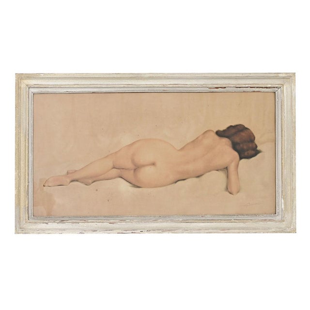 Modern French Vintage Framed Nude Drawing For Sale - Image 3 of 11