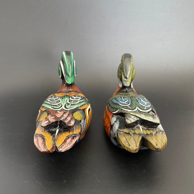 A Pair of Artisan Wood Duck Drake & Hen Decoys For Sale In Las Vegas - Image 6 of 12