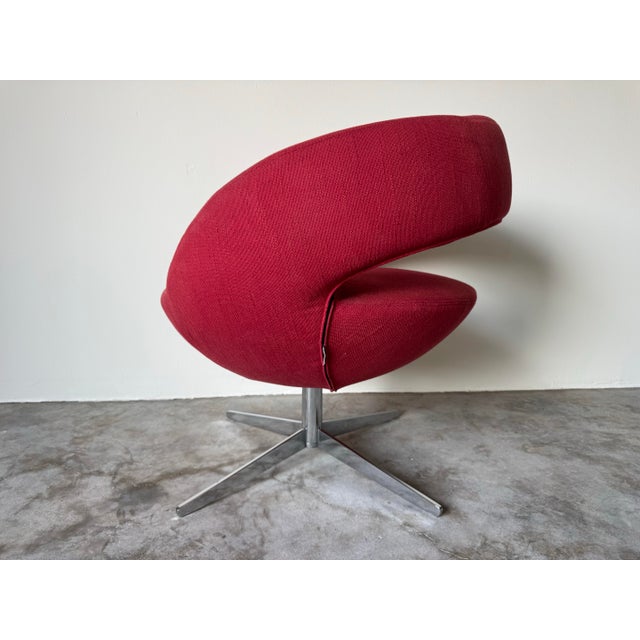 Vintage Italian Postmodern-Style Red Swivel Lounge Chair by Italianadivani For Sale - Image 9 of 12