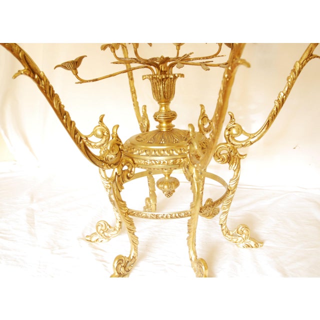Ornate Round Mid-Century Brass & Glass Coffee Table | Chairish