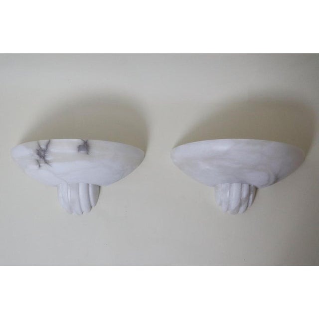 1980s Art Deco Alabaster Wall Lights, France, 1980s, Set of 2 For Sale - Image 5 of 12